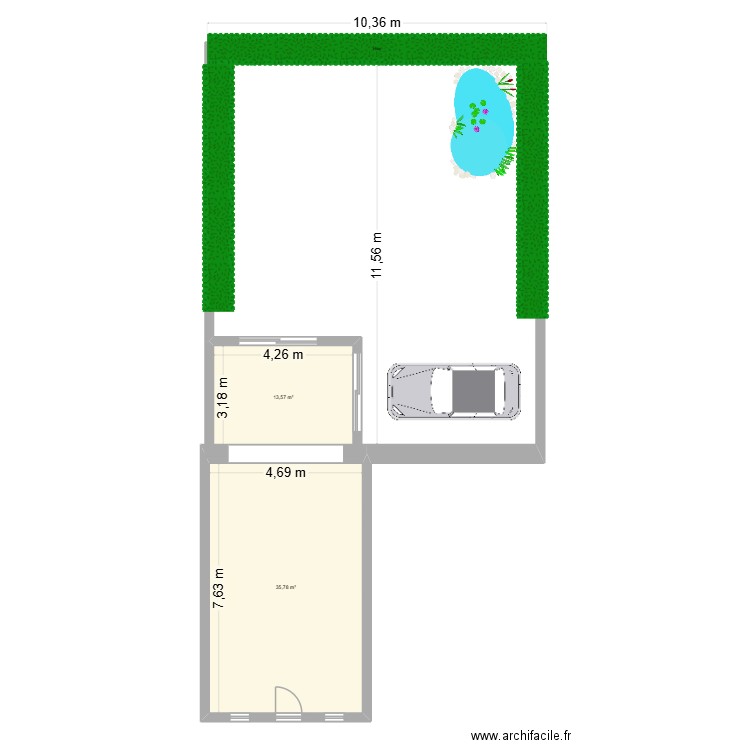 clin 2. Plan de 2 pièces et 49 m2