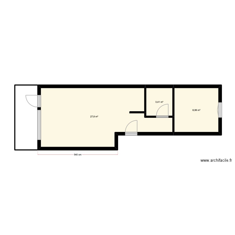 plan appart parisien. Plan de 3 pièces et 40 m2