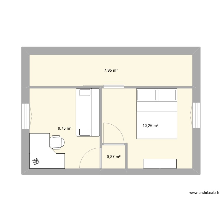 extension v2. Plan de 4 pièces et 28 m2