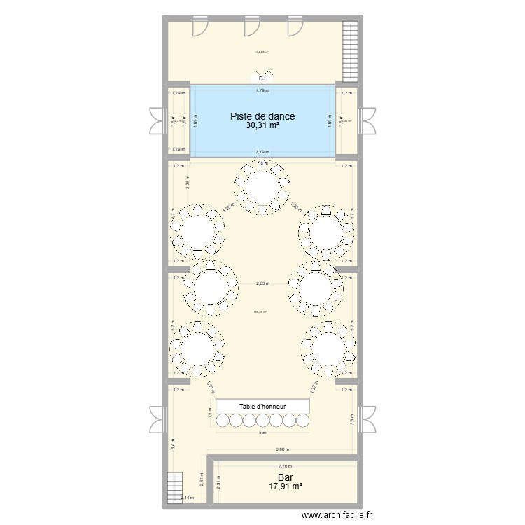 Plan de salle. Plan de 6 pièces et 257 m2