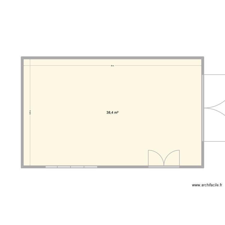 atelier. Plan de 1 pièce et 38 m2