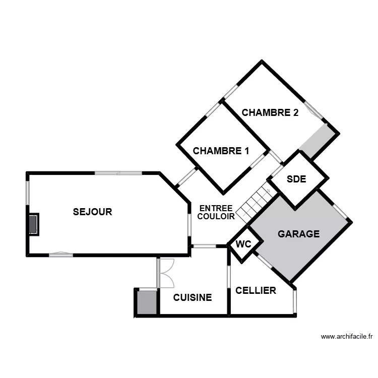 ABEL RDC. Plan de 9  et 48 m²