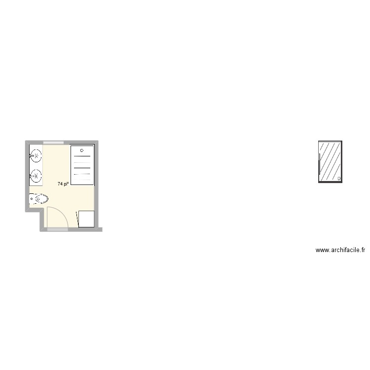 toilette Yannick. Plan de 1 pièce et 7 m2
