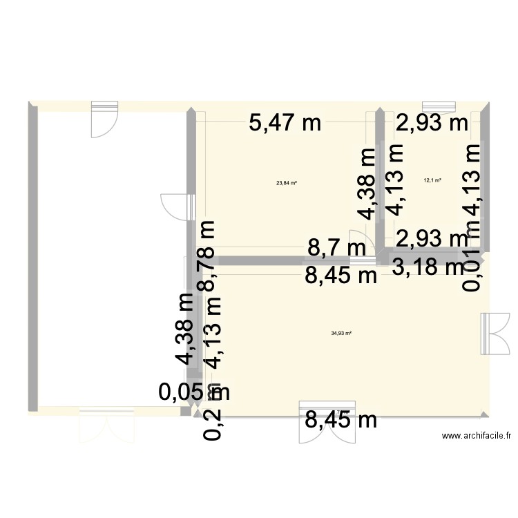 fruitier. Plan de 4 pièces et 73 m2