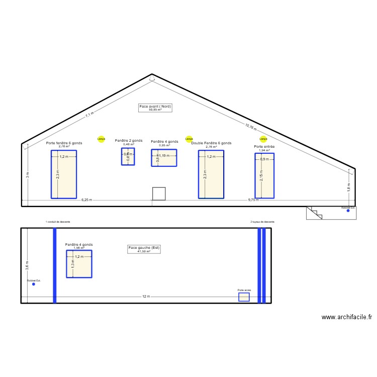 Mourrier. Plan de 8 pièces et 123 m2