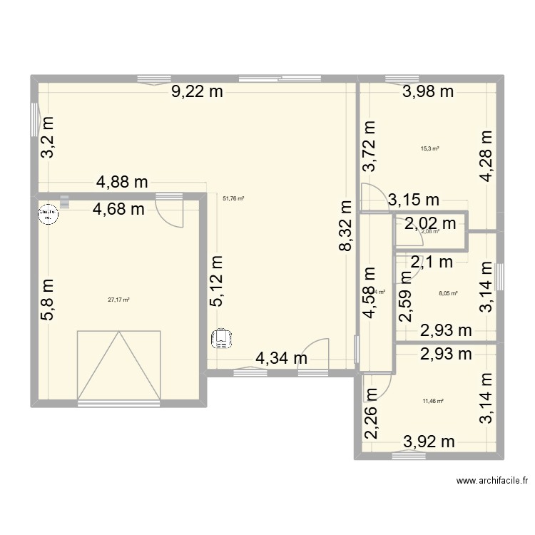 MAison 1. Plan de 7 pièces et 120 m2