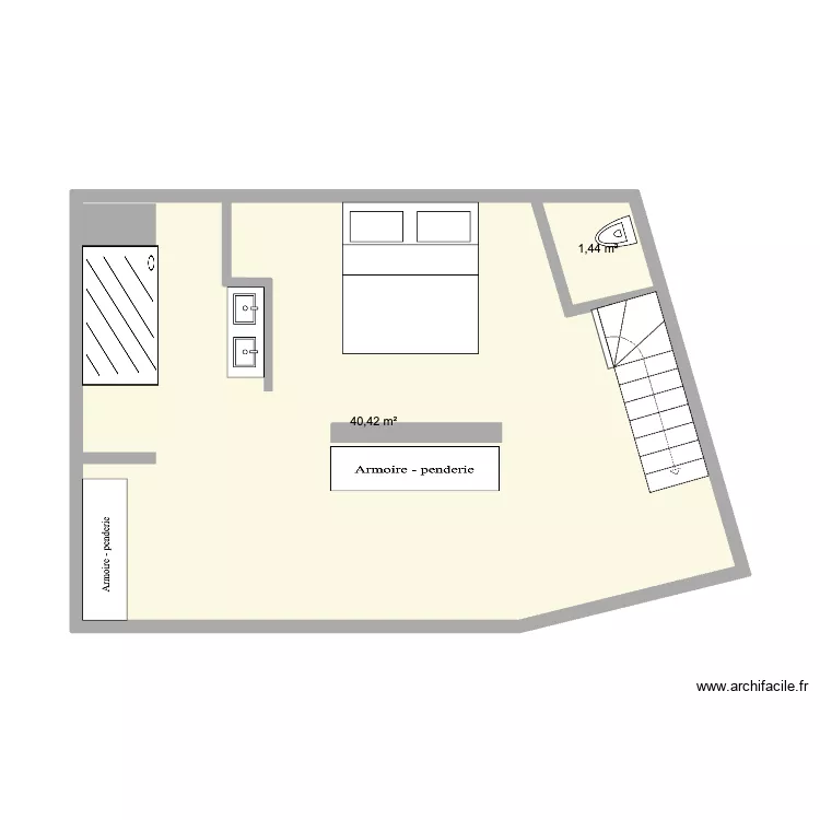 grenier. Plan de 2  et 42 m²