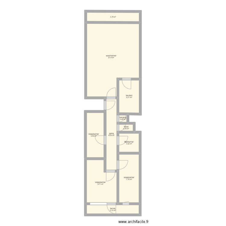 zeedijk 190 A21. Plan de 11 pièces et 73 m2