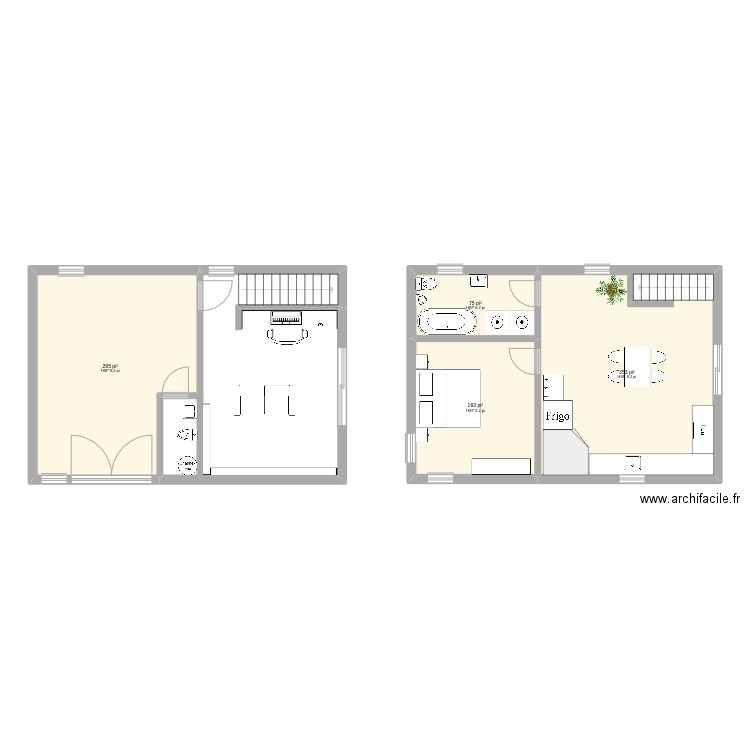 Maison 30x20 garage inclu. Plan de 4 pièces et 82 m2