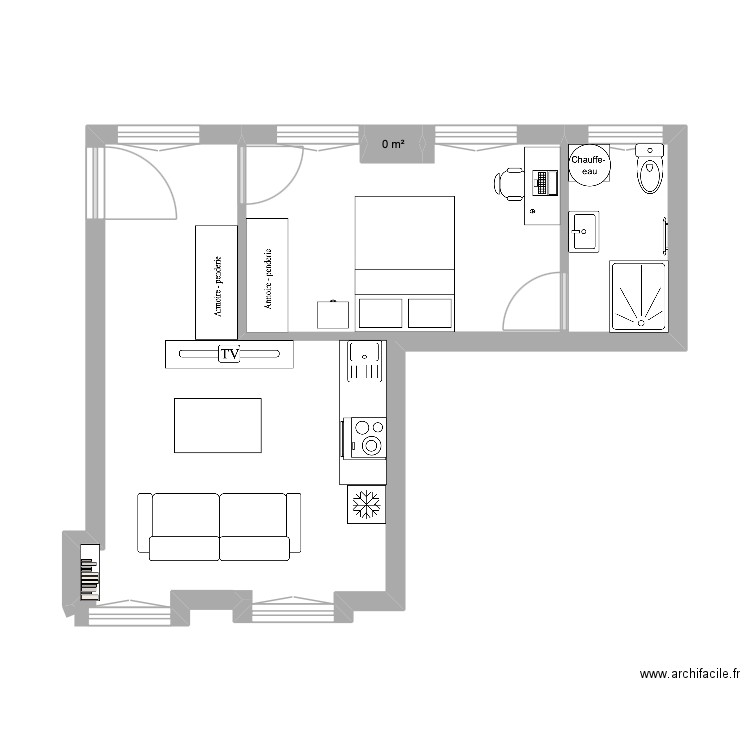 Eliot 2. Plan de 2 pièces et 11 m2