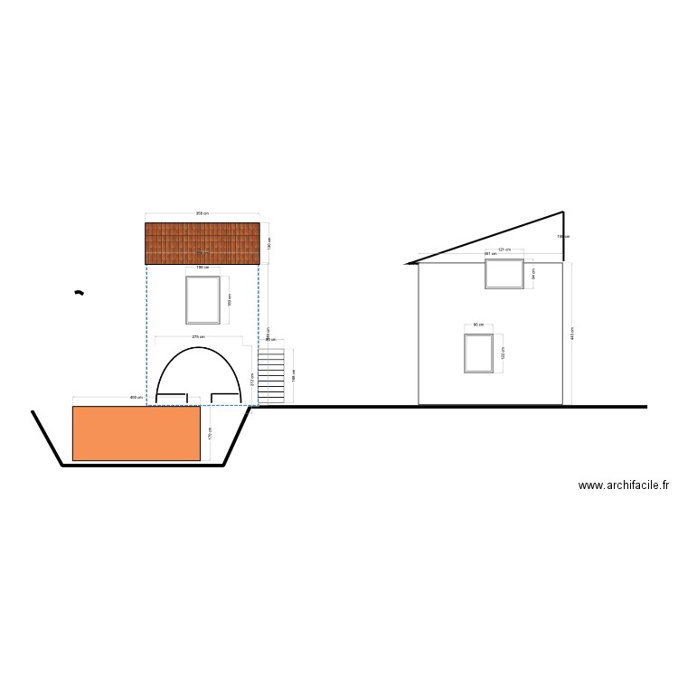 plan coupe façader avec piscine. Plan de 0 pièce et 0 m2