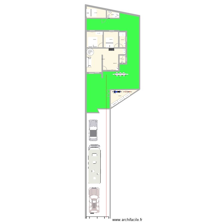 partiel maison bisca. Plan de 9 pièces et 168 m2