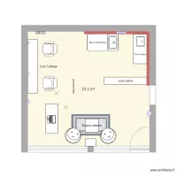 Salon de coiffure bac face mur/ bureau angle