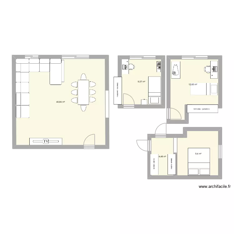exe. Plan de 5  et 77 m²