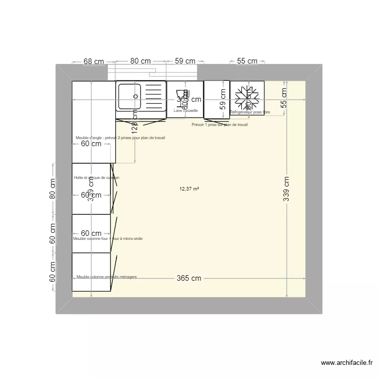 Cuisine Monteils. Plan de 