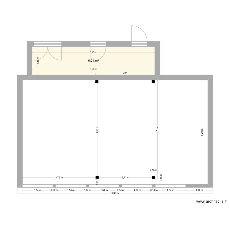 pergola toiture. Plan de 1 pièce et 9 m2