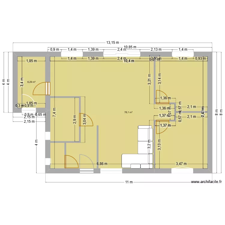 en cours 1. Plan de 2  et 82 m²