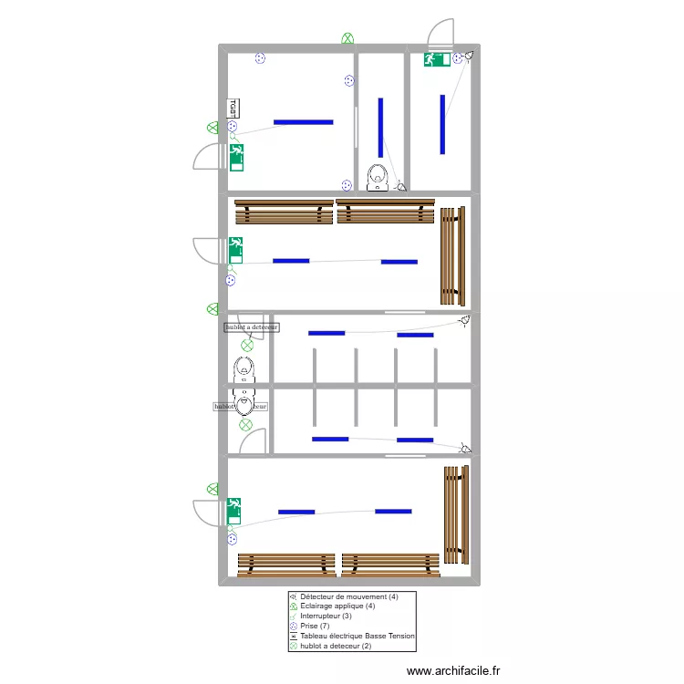 vestiaire. Plan de 9 pièces et 119 m²