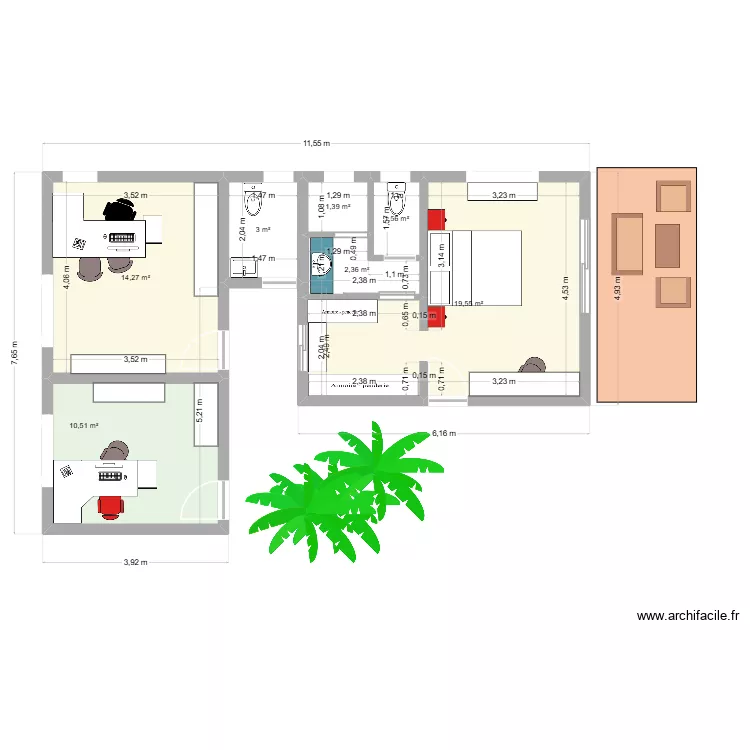 kazeross. Plan de 7  et 53 m²