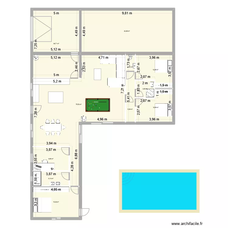 tdcl. Plan de 11  et 222 m²