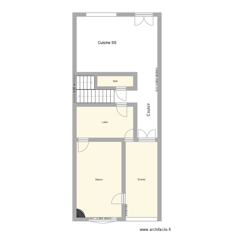 rdc amou. Plan de 4 pièces et 38 m2