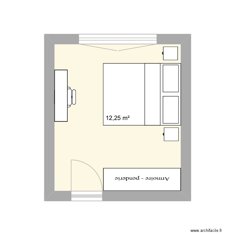 Sacha. Plan de 1 pièce et 12 m2