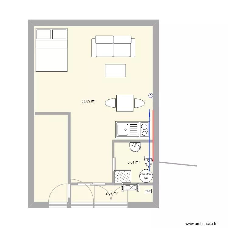 remise. Plan de 3  et 39 m²