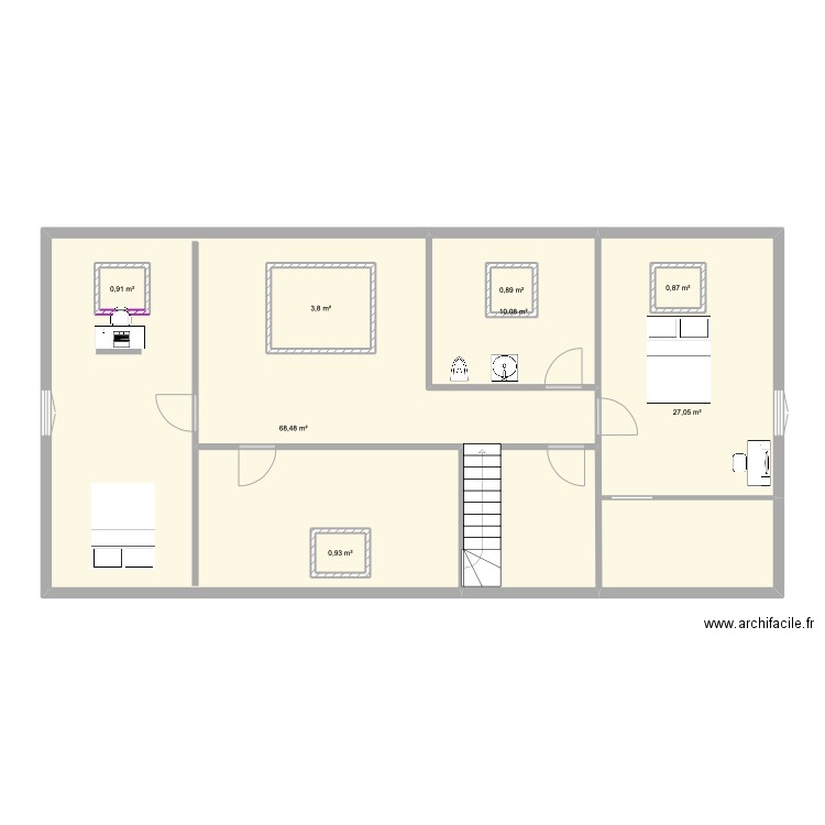 Etage. Plan de 8 pièces et 123 m2