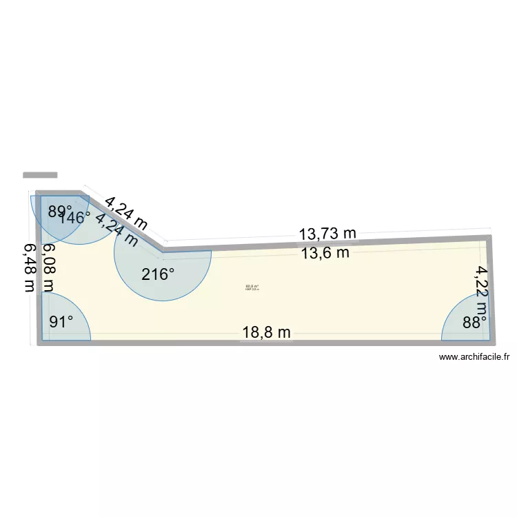 plan des m&eacute;sanges. Plan de 1  et 79 m²