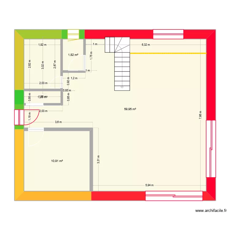 juju. Plan de 4  et 74 m²