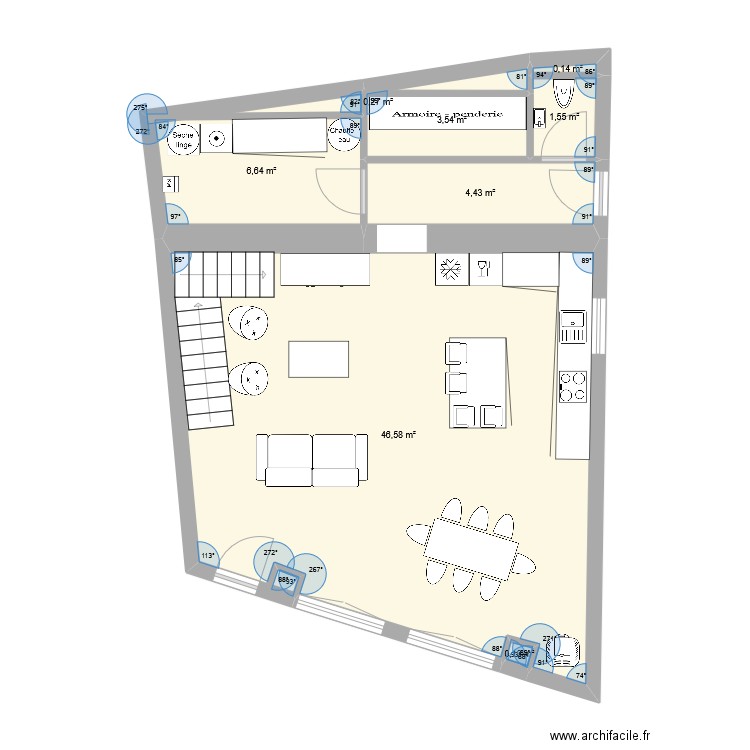 maison luzinay. Plan de 18 pièces et 174 m2