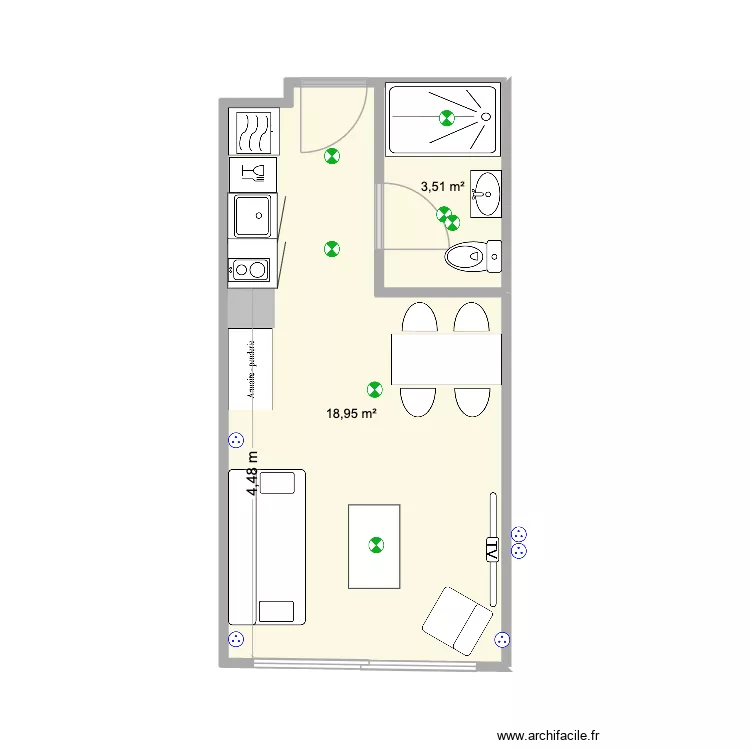 STUDIO SAGITTAIRE. Plan de 2 et 22 m² STUDIO SAGITTAIRE. Plan de 2 et 22 m²