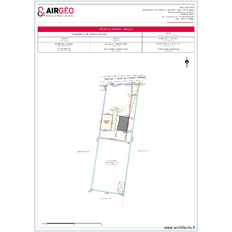 FACADE DU HANGAR. Plan de 1 pièce et 138 m2