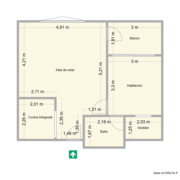 Av. Garay 612, 3er piso, final. Plan de 6 pièces et 52 m2