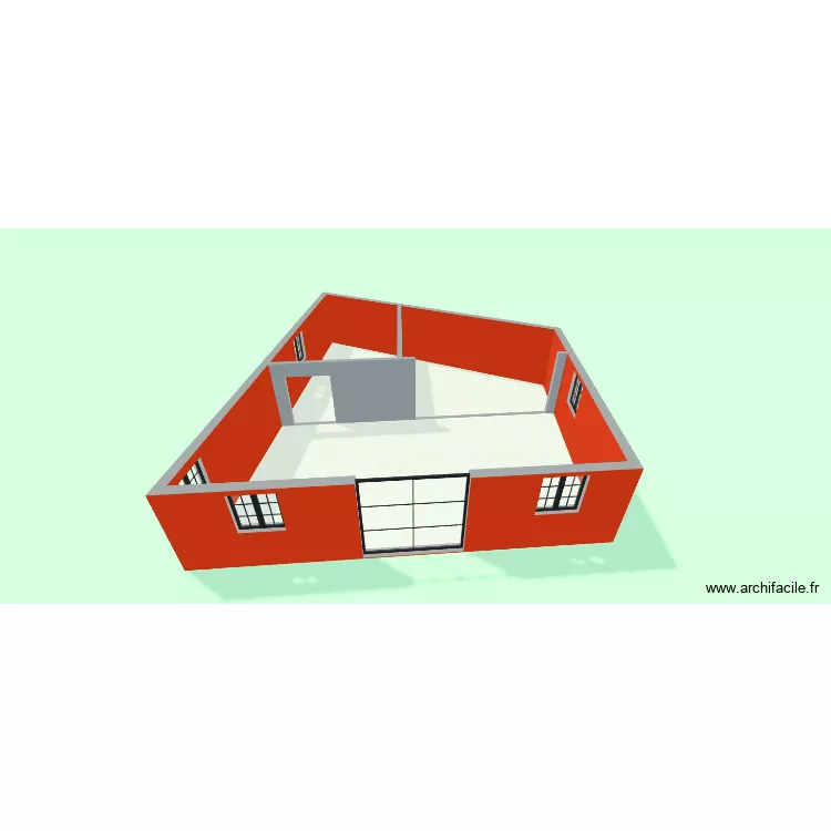 Hangar. Plan de 3  et 103 m²