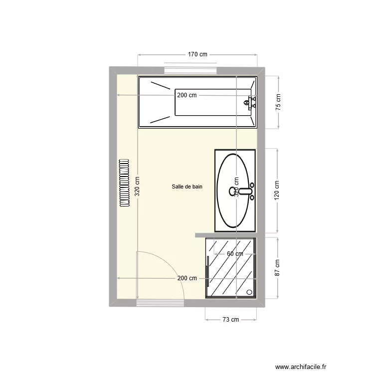 JOLIBERT SDB existant. Plan de 
