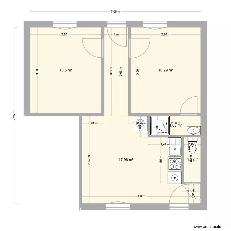 FONT RDC Trvx V02. Plan de 5 Pièces et 42 m² FONT RDC Trvx V02. Plan de 5 Pièces et 42 m²