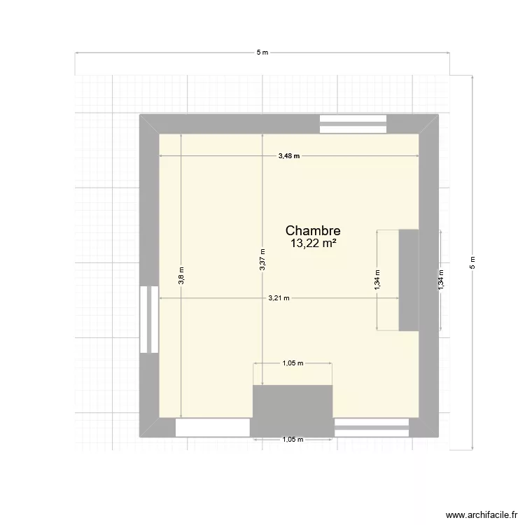 chambre. Plan de 1  et 13 m²