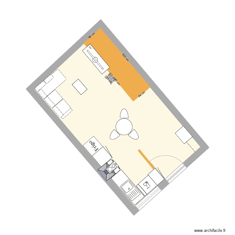 L'ase. modifié. Plan de 4 pièces et 60 m2