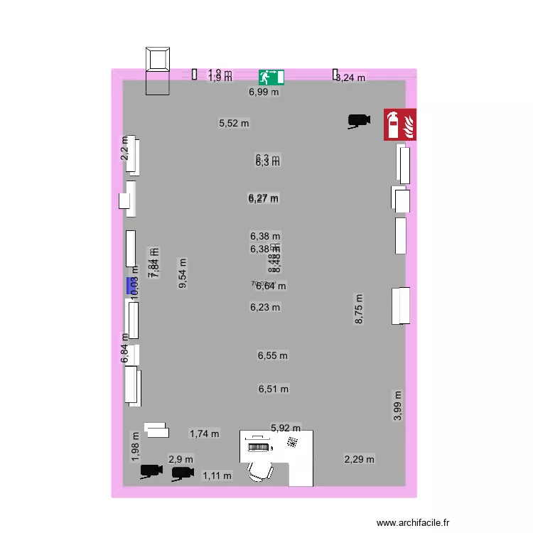 Boutique Swarovski. Plan de 1  et 70 m²