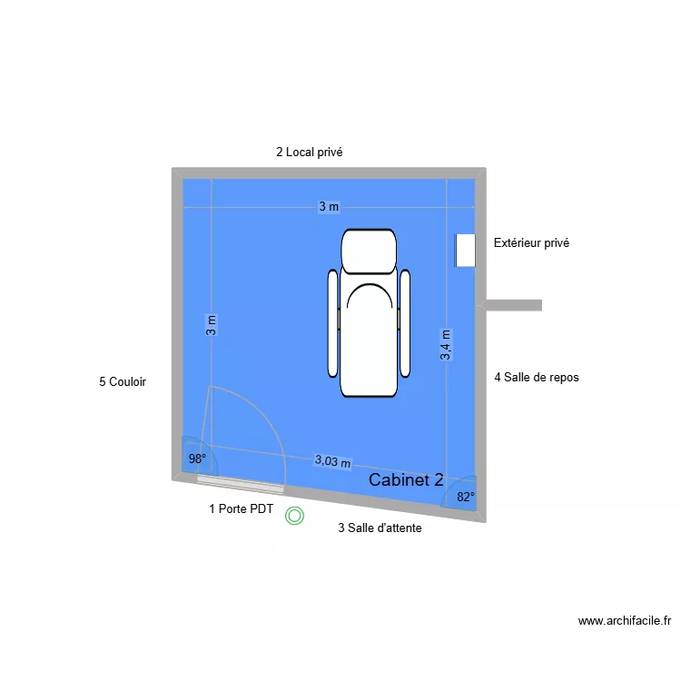 31719 Cabinet 2. Plan de 1  et 10 m²
