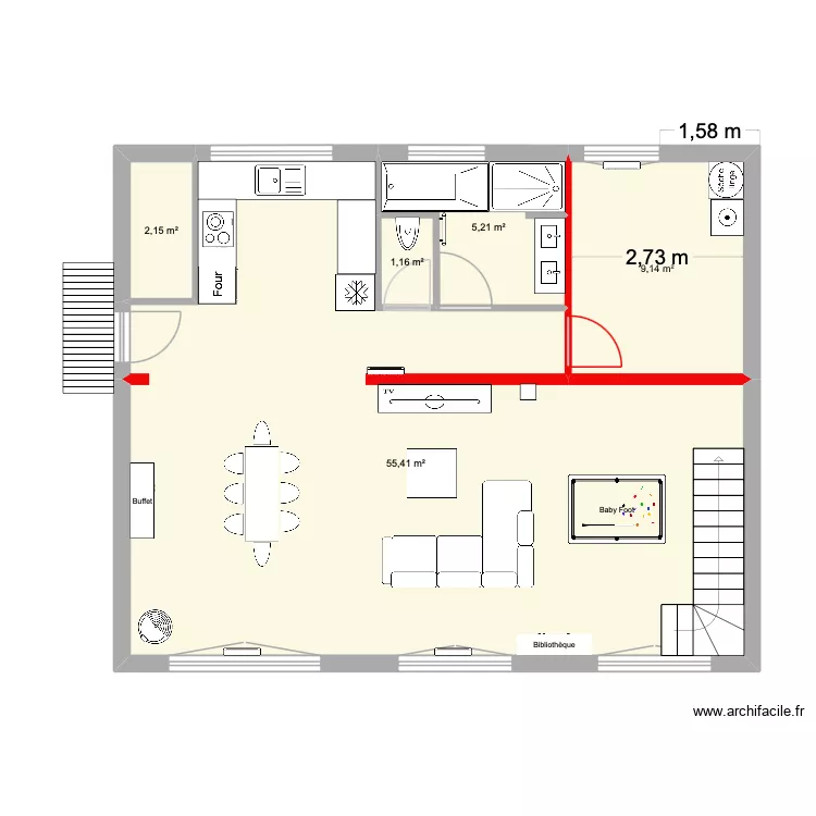 plan officiel. Plan de 5  et 73 m²
