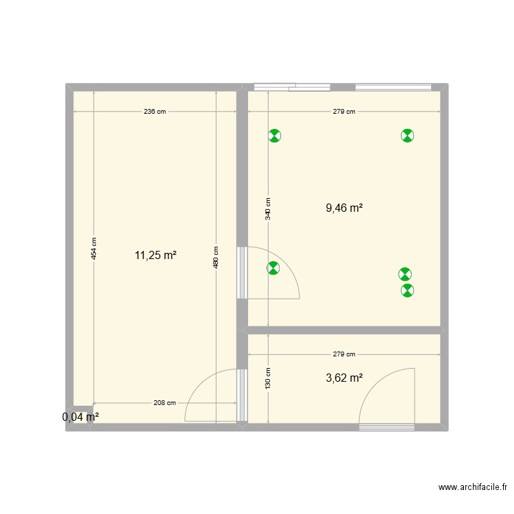 terasse. Plan de 4 pièces et 24 m2