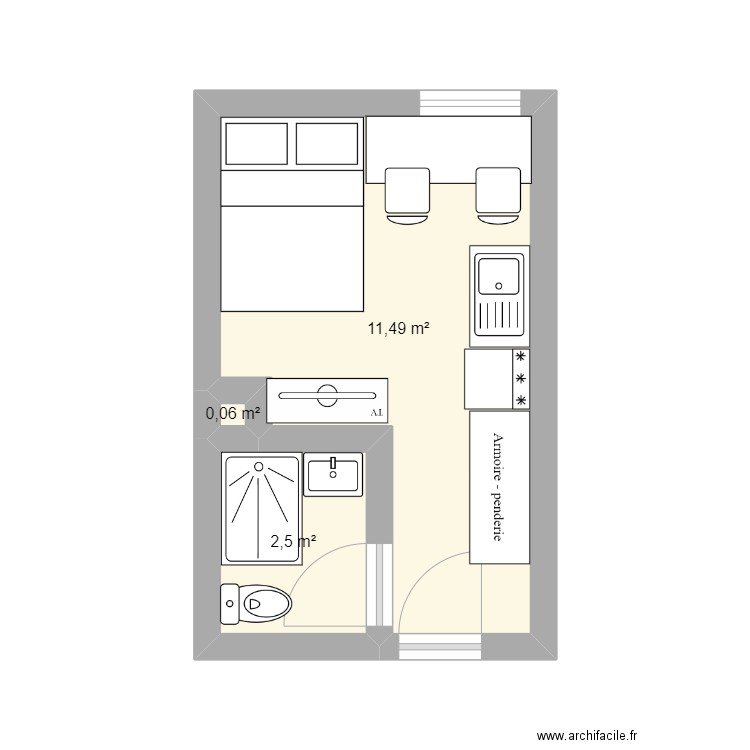 Avoriaz. Plan de 3 pièces et 14 m2