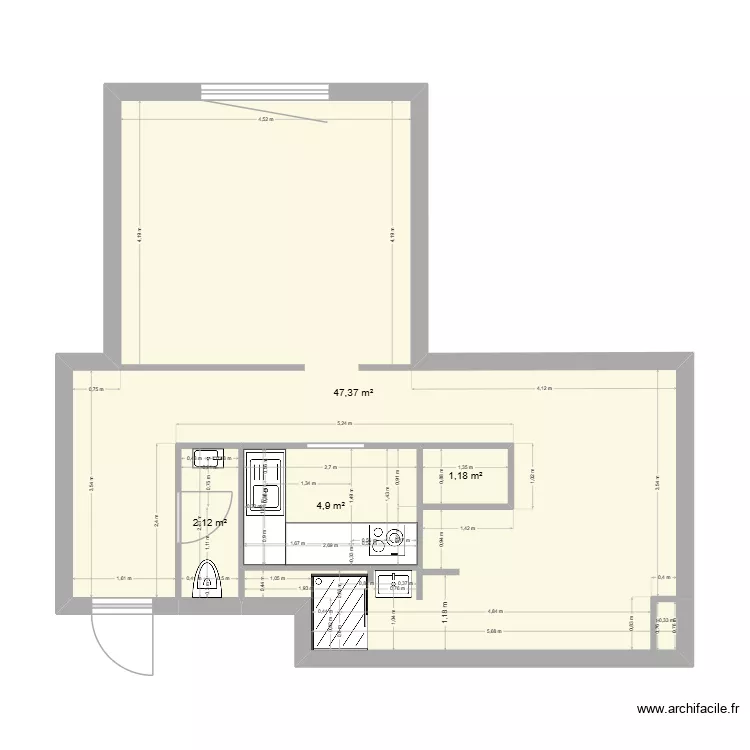Appartement. Plan de 4  et 56 m²