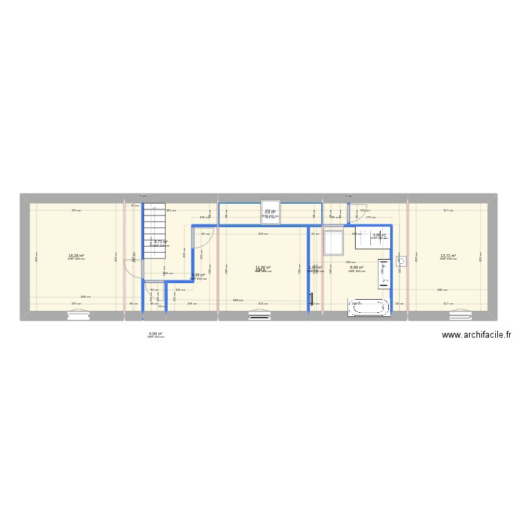 BAT 1  R+1 Modifié. Plan de 10 pièces et 76 m2