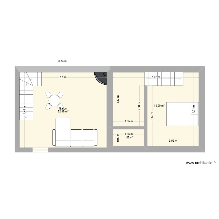 Id&eacute;e  1. Plan de 0 pièce et 0 m2