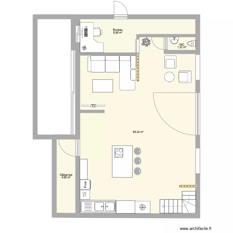 MAISON PERSONNNELLE RDC. Plan de 4  et 81 m²