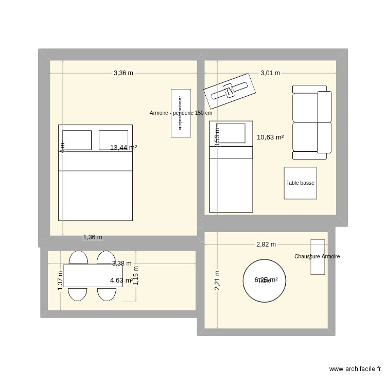 Bruyere_3. Plan de 4 pièces et 35 m2