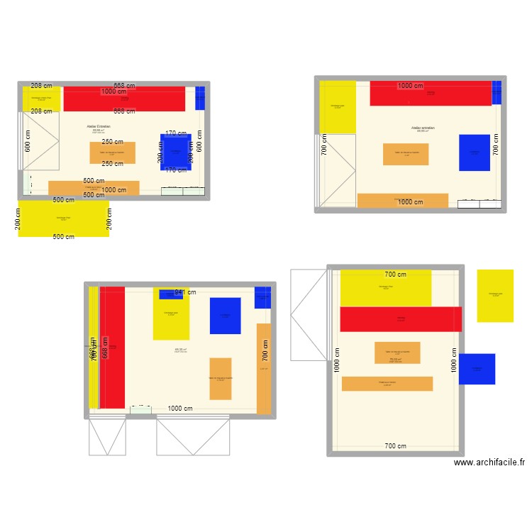 Atelier entretien. Plan de 4 pièces et 269 m2